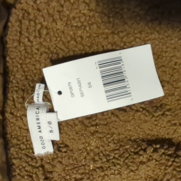 NWT Good American Quilted Sherpa Button Shacket Jacket Brown 🤎 5/6 XXL/3XL - Picture 8 of 10